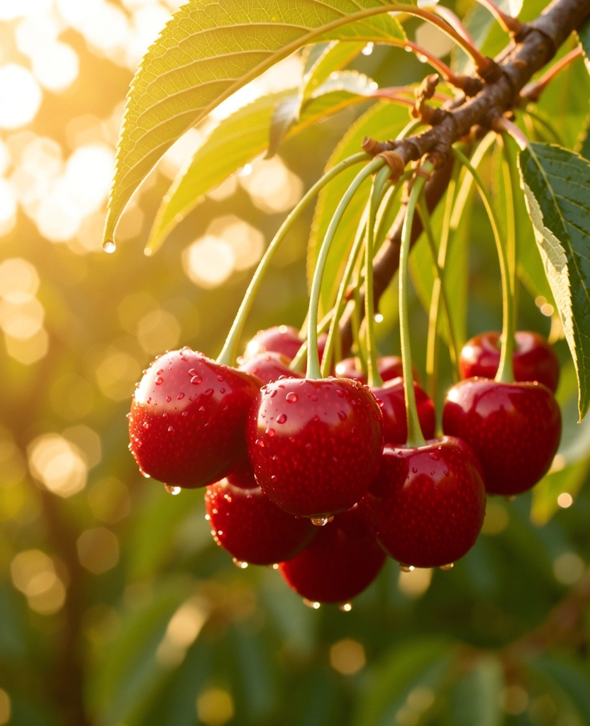 Frische Kirschen im Sonnenlicht